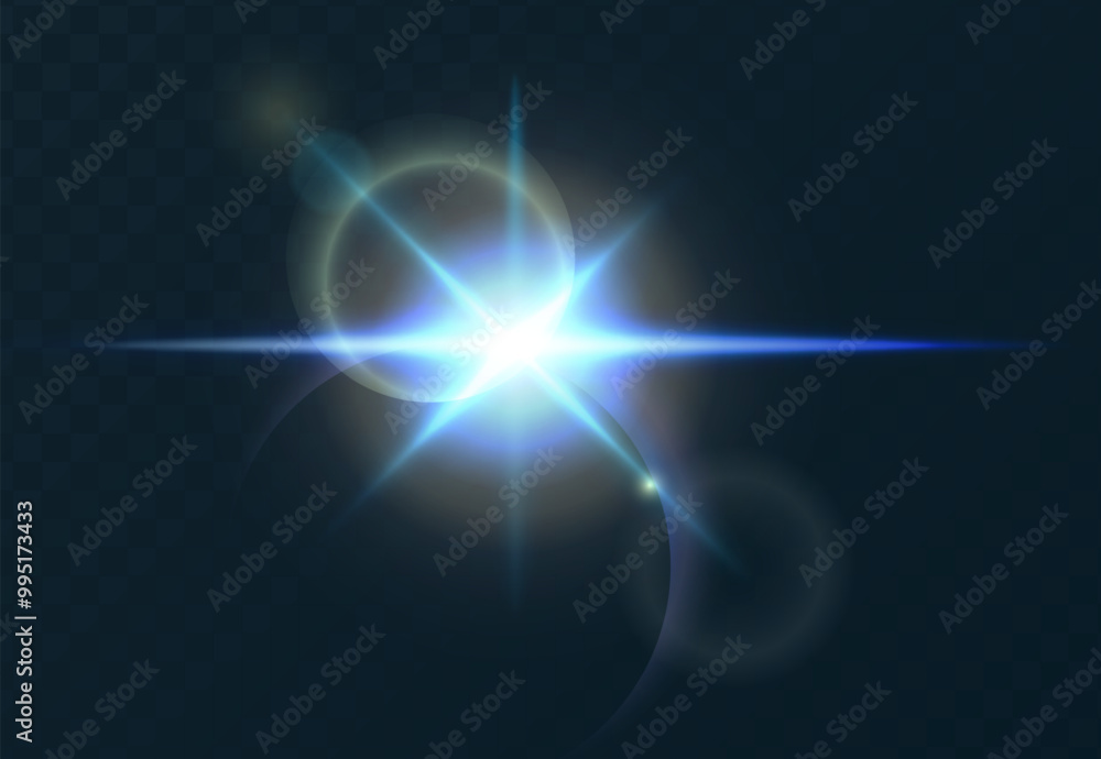Obraz premium Realistic vector illustration flare, glowing effect. Sunbeam, sunlight glare effect, sun ray light.