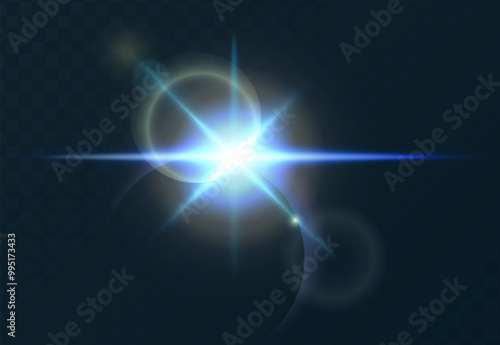 Realistic vector illustration flare, glowing effect. Sunbeam, sunlight glare effect, sun ray light.