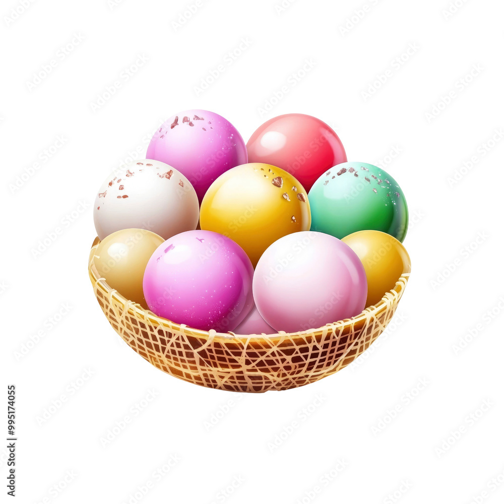 Colorful Easter Eggs in a Basket Colorful Easter Eggs in a Basket