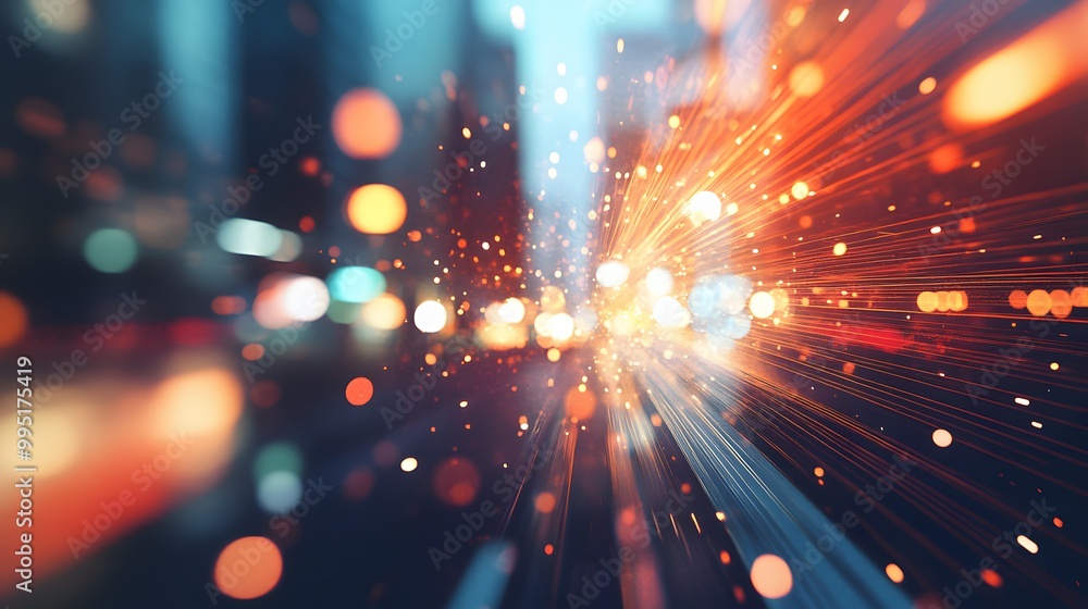 Rapid growth concept with blurred city abstract lights background. Rapid growth concept with blurred city abstract lights background.
