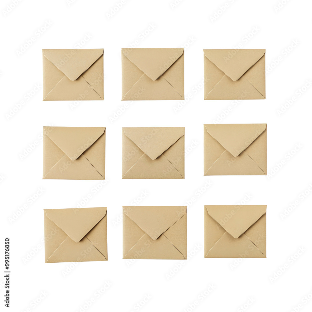 Nine Brown Envelopes Arranged in a Grid Nine Brown Envelopes Arranged in a Grid