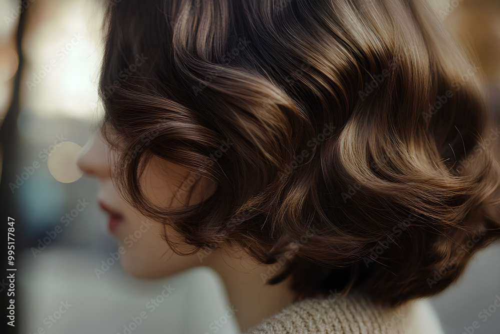 Naklejka premium Elegant brown wavy hairstyle