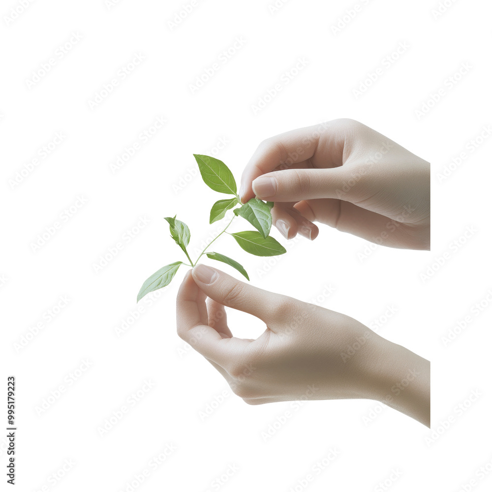 Tender Green Sprout Held in Hands Tender Green Sprout Held in Hands