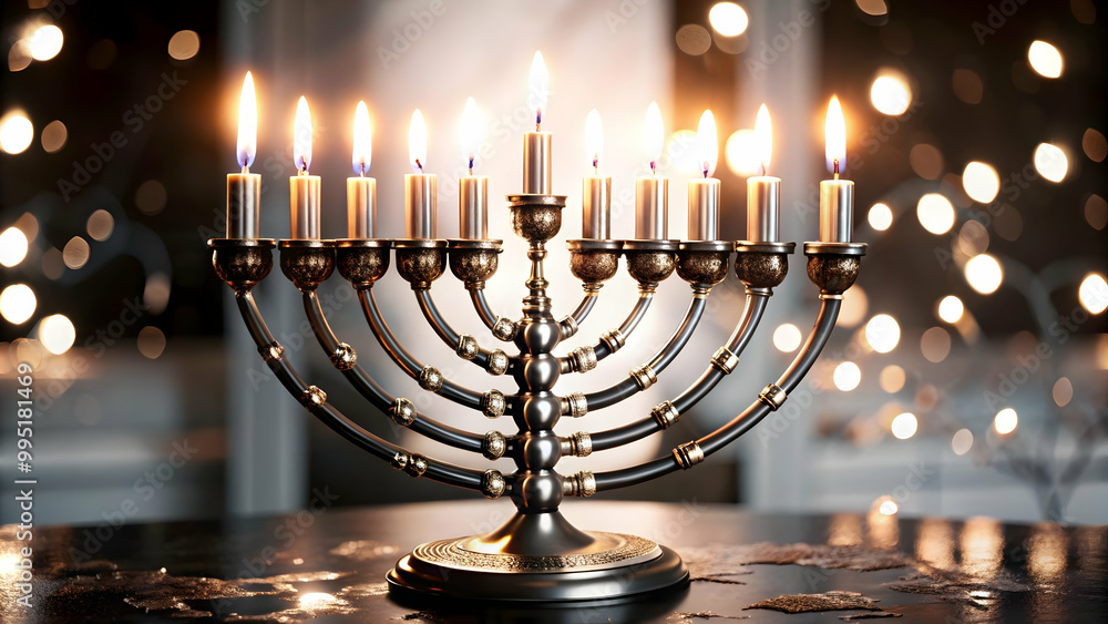 3D Floating Hanukkah Candles & Menorah Base Defying Gravity on White Background - Ideal for Modern Infographics 3D Floating Hanukkah Candles & Menorah Base Defying Gravity on White Background - Ideal for Modern Infographics
