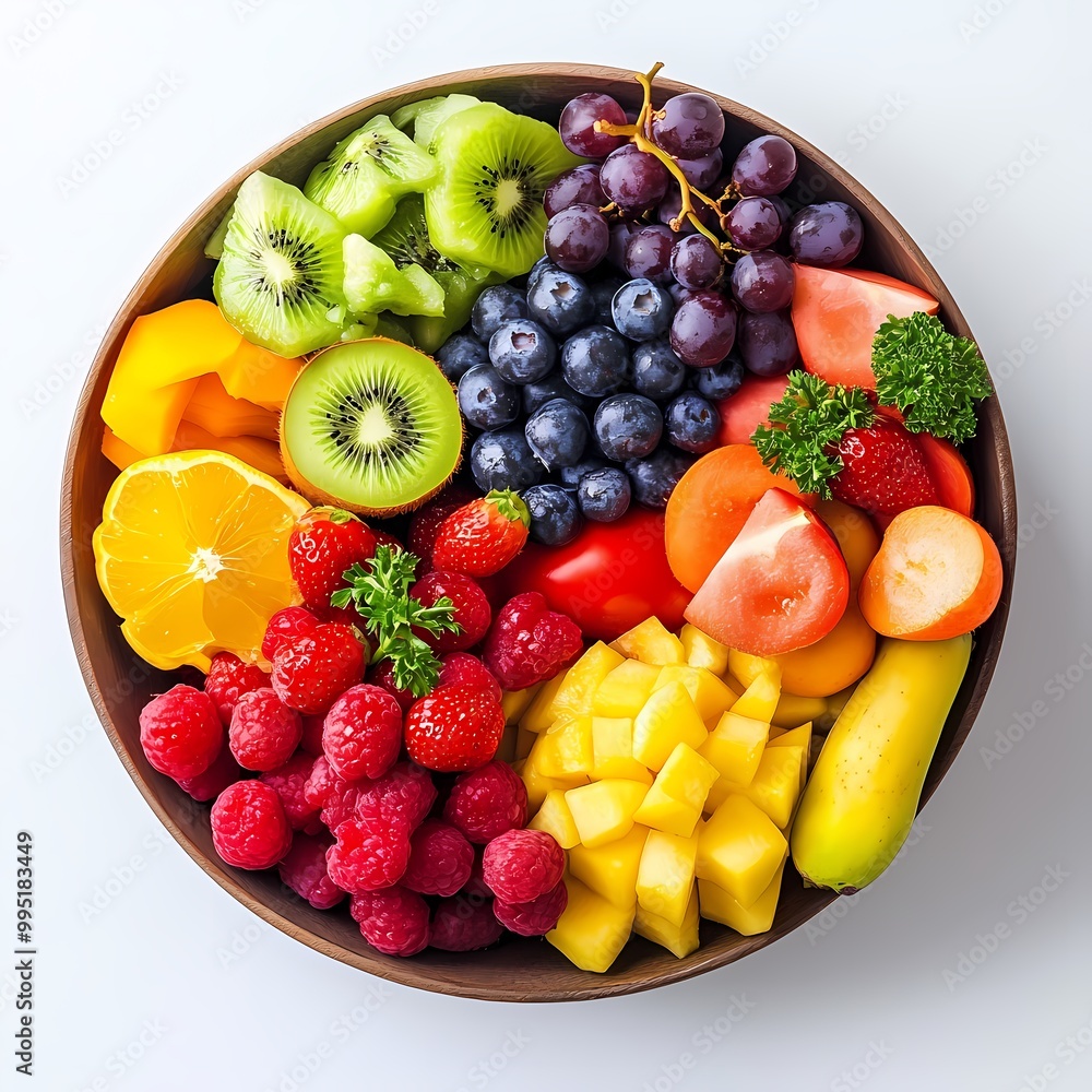 Fresh Fruits and Vegetables in a Bowl Arrangement Fresh Fruits and Vegetables in a Bowl Arrangement