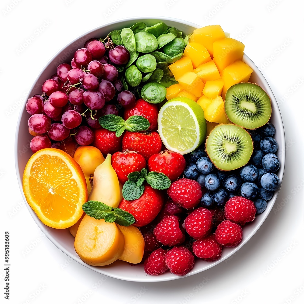 Colorful Fresh Fruits and Vegetables in a Bowl Colorful Fresh Fruits and Vegetables in a Bowl