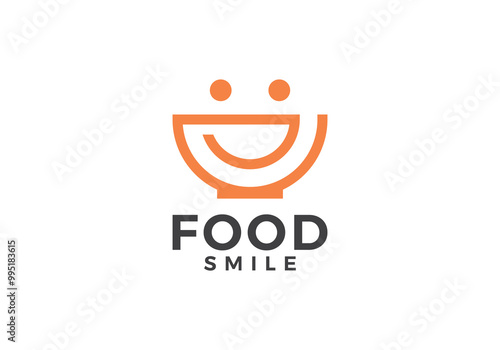 bowl and people logo design. simple creative happy food symbol vector template