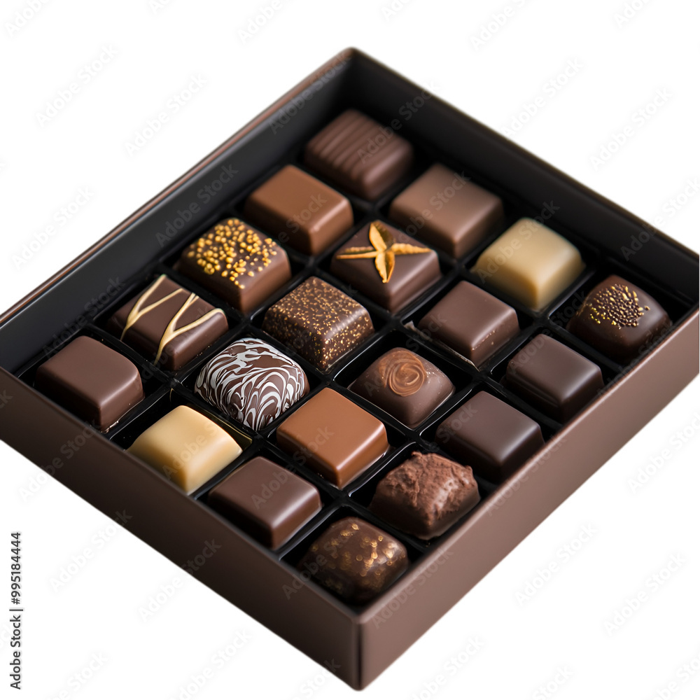 Chocolate Candy Box Decadent Assortment of Fine Chocolates PNG cutout on white and transparent background. Chocolate Candy Box Decadent Assortment of Fine Chocolates PNG cutout on white and transparent background.