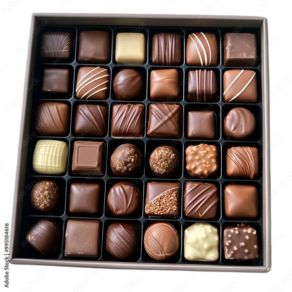Chocolate Candy Box Decadent Assortment of Fine Chocolates PNG cutout on white and transparent background. Chocolate Candy Box Decadent Assortment of Fine Chocolates PNG cutout on white and transparent background.