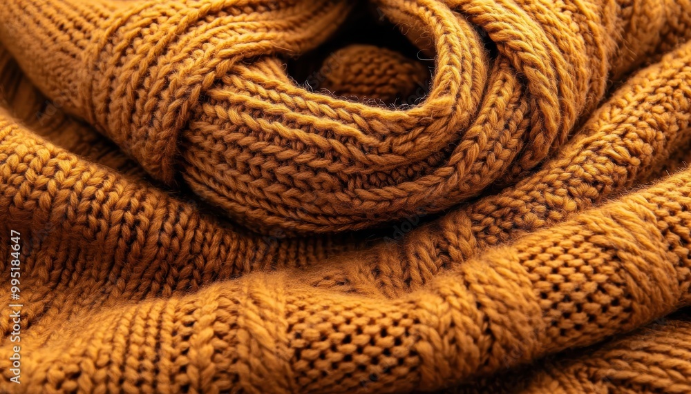 Cozy mustard yellow knitted blanket rolled in a soft and inviting texture. Cozy mustard yellow knitted blanket rolled in a soft and inviting texture.