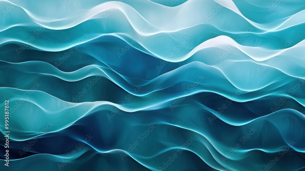 Obraz premium ocean waves, flowing smoothly in shades of blue and teal
