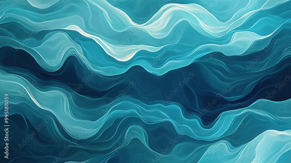 Fototapeta premium ocean waves, flowing smoothly in shades of blue and teal