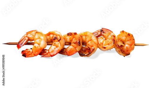 grilled shrimp skewer on a transparent background photo