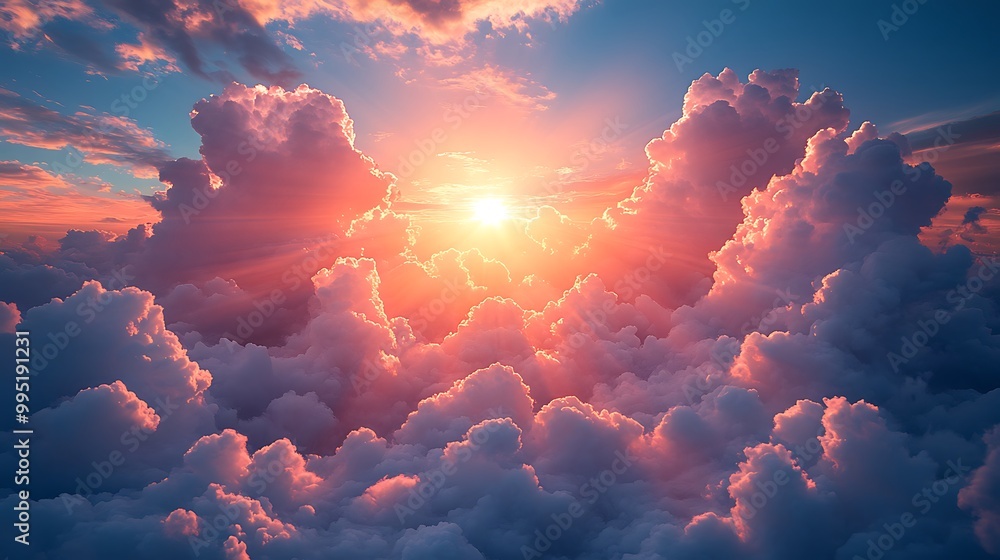 An ultrahighdefinition image of the morning universe, featuring a clear sky filled with delicate cloud formations An ultrahighdefinition image of the morning universe, featuring a clear sky filled with delicate cloud formations