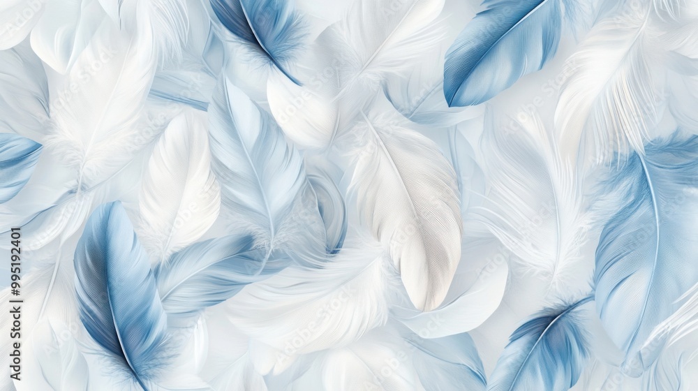 Obraz premium delicate, detailed bird feathers in soft shades of blue