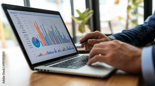 Businessman Analyzing Data on Laptop