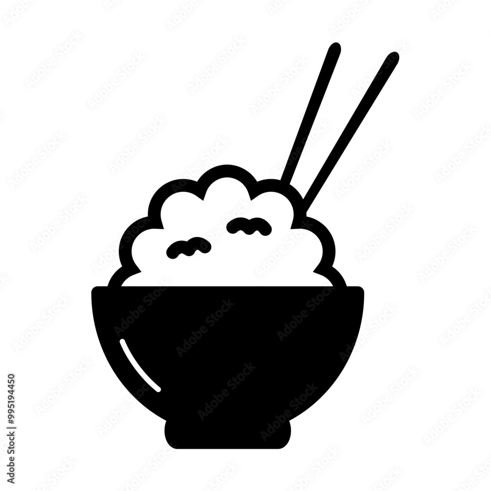 Rice in a bowl icon vector for graphic design, logo, web site, social media, mobile app, illustration Rice in a bowl icon vector for graphic design, logo, web site, social media, mobile app, illustration