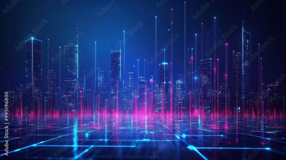 abstract hologram with smart city .Smart with communication technology. Futuristic digital data network connected. abstract hologram with smart city .Smart with communication technology. Futuristic digital data network connected.