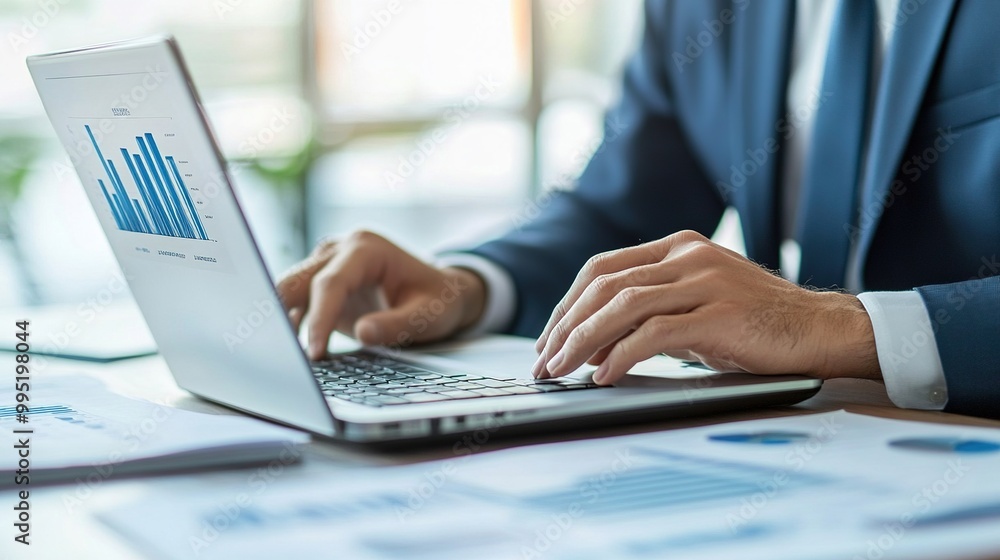 Professional Business Analysis with Laptop and Charts Professional Business Analysis with Laptop and Charts