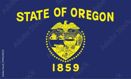 Official flag of the US state of Oregon. Vector illustration
