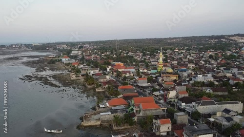 view from above, small boats lying on the coast of Pantura