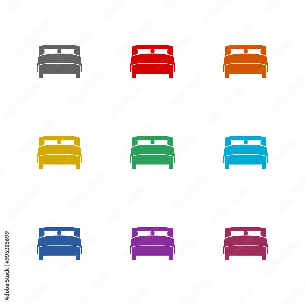 Double hotel room flat icon isolated on white background. Set icons colorful Double hotel room flat icon isolated on white background. Set icons colorful
