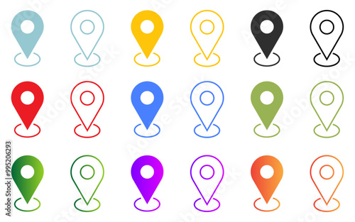 Location icon colorful icons map pointer pin sign symbol outline destination place address navigation locator