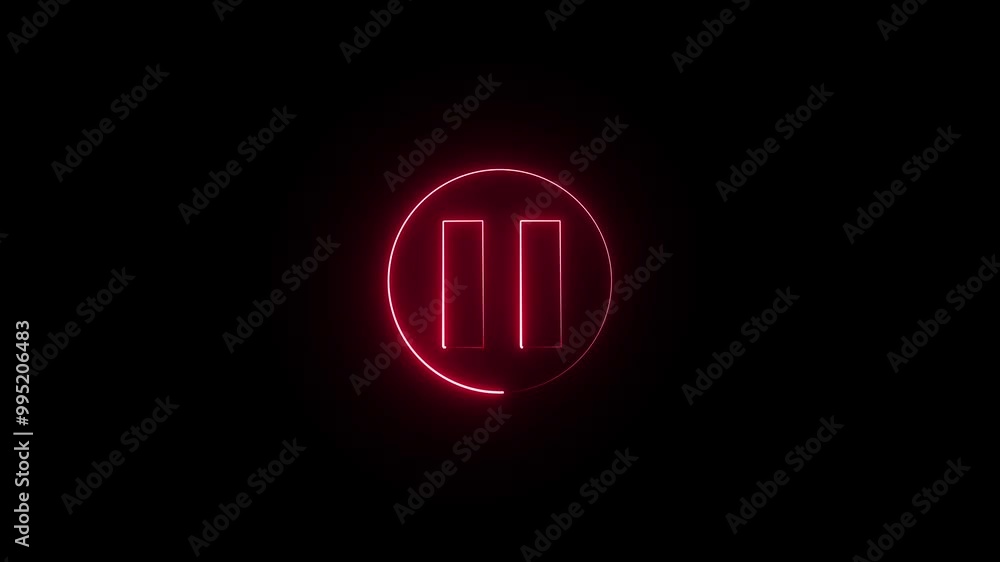 Neon music player icon, neon play button icon, concept in neon circle. neon video, audio play button animation. Neon music player icon, neon play button icon, concept in neon circle. neon video, audio play button animation.
