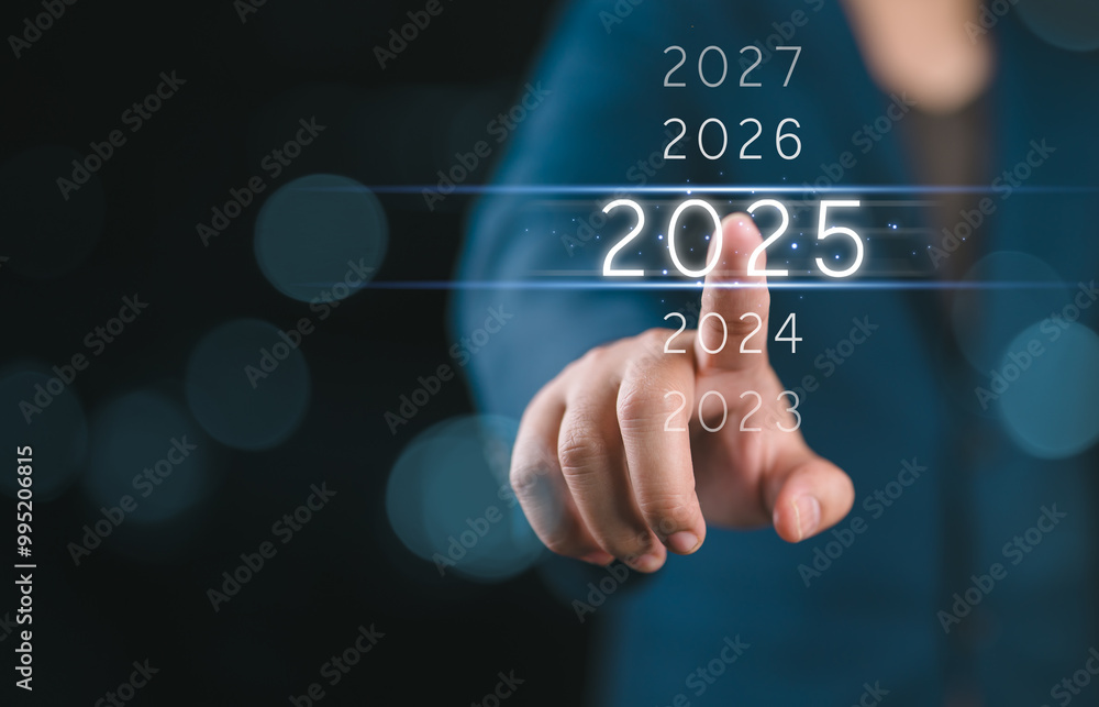 Businessman touching on number 2022 for preparation and change to merry Christmas and happy new year. Businessman touching on number 2022 for preparation and change to merry Christmas and happy new year.