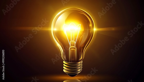 A sleek vector emoji of a glowing lightbulb with shiny reflections and a bright yellow glow