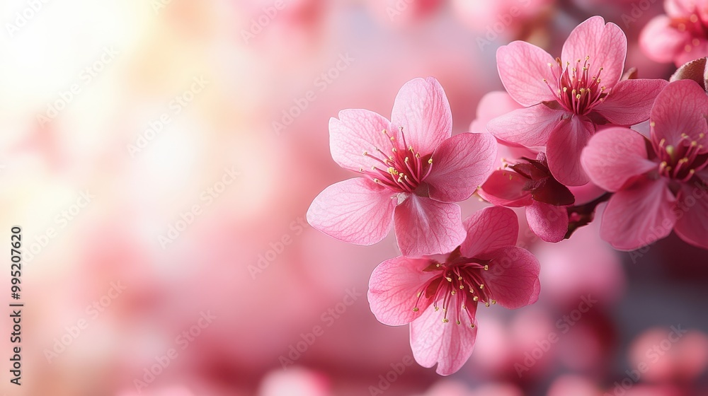 Fototapeta premium Pink Blossoms with Blurred Background.