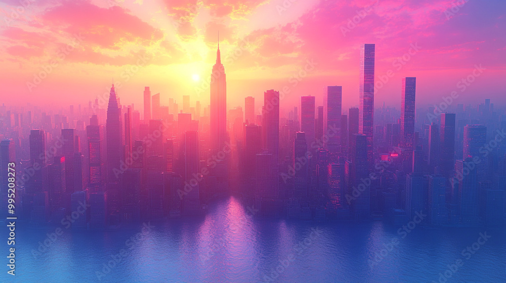 Stunning sunset over a vibrant city skyline, showcasing beautiful colors and towering buildings, perfect for urban photography. Stunning sunset over a vibrant city skyline, showcasing beautiful colors and towering buildings, perfect for urban photography.
