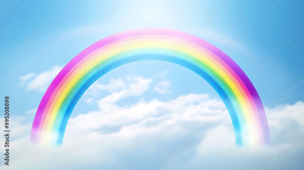 A vector emoji of a rainbow arching across a soft blue sky each color gradient seamlessly blending into the next A vector emoji of a rainbow arching across a soft blue sky each color gradient seamlessly blending into the next