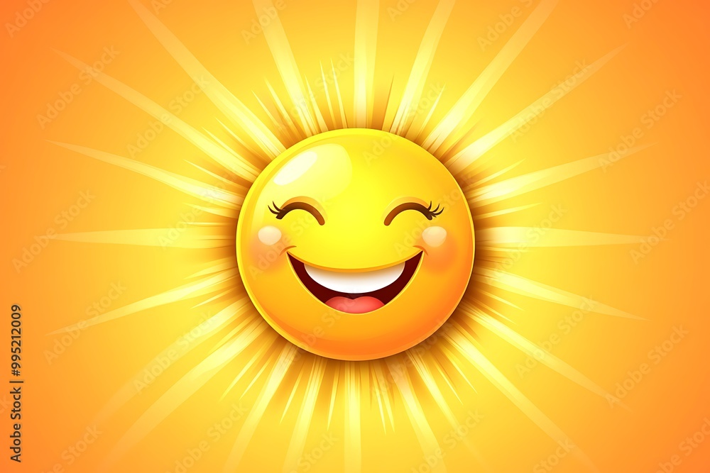 vector-style smiling sun emoji with a bright yellow face and detailed rays extending outward vector-style smiling sun emoji with a bright yellow face and detailed rays extending outward