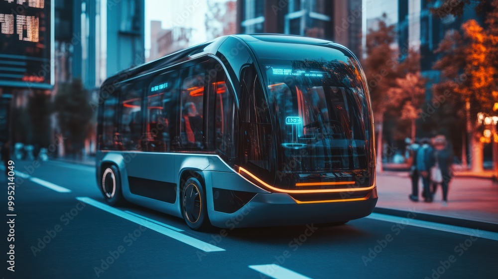 Self driving bus. Autonomous bus driving in city. Future Electric passenger buse. Self-driving passenger electric bus. Public electric E-bus. Driverless bus line with 5g autonomous driving buses. Self driving bus. Autonomous bus driving in city. Future Electric passenger buse. Self-driving passenger electric bus. Public electric E-bus. Driverless bus line with 5g autonomous driving buses.