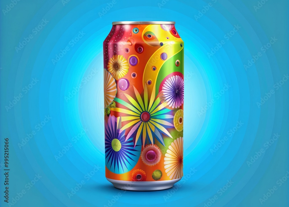 Obraz premium Bright and lively clipart of a beverage can, perfect for packaging design, advertising, and creative projects. Add a