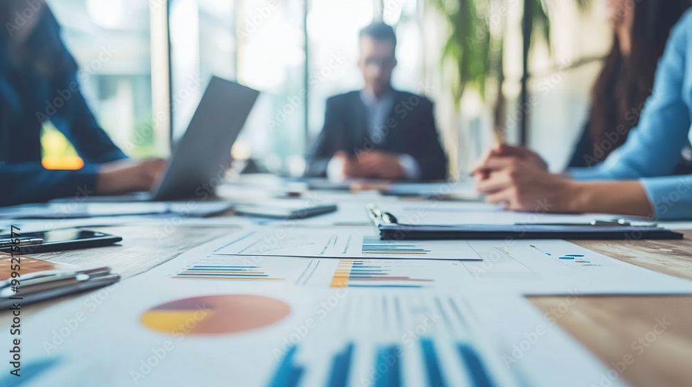 Business Meeting with Charts and Laptops Business Meeting with Charts and Laptops