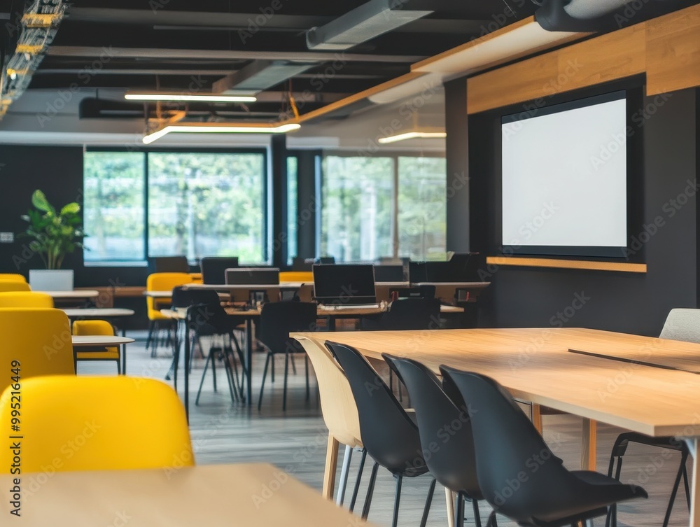 Modern Open Coworking Space with Collaborative Seating Modern Open Coworking Space with Collaborative Seating