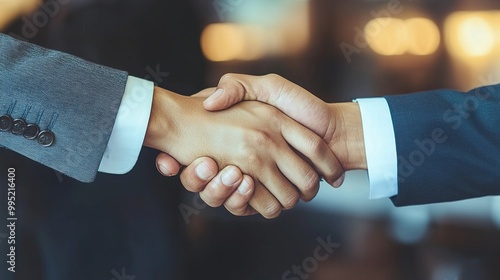 Business Partnership Handshake in Modern Office Setting