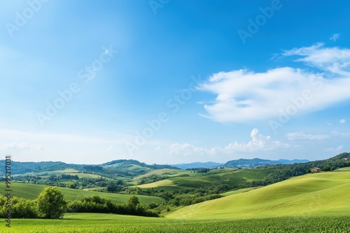 Picturesque Countryside Landscape with Rolling Hills