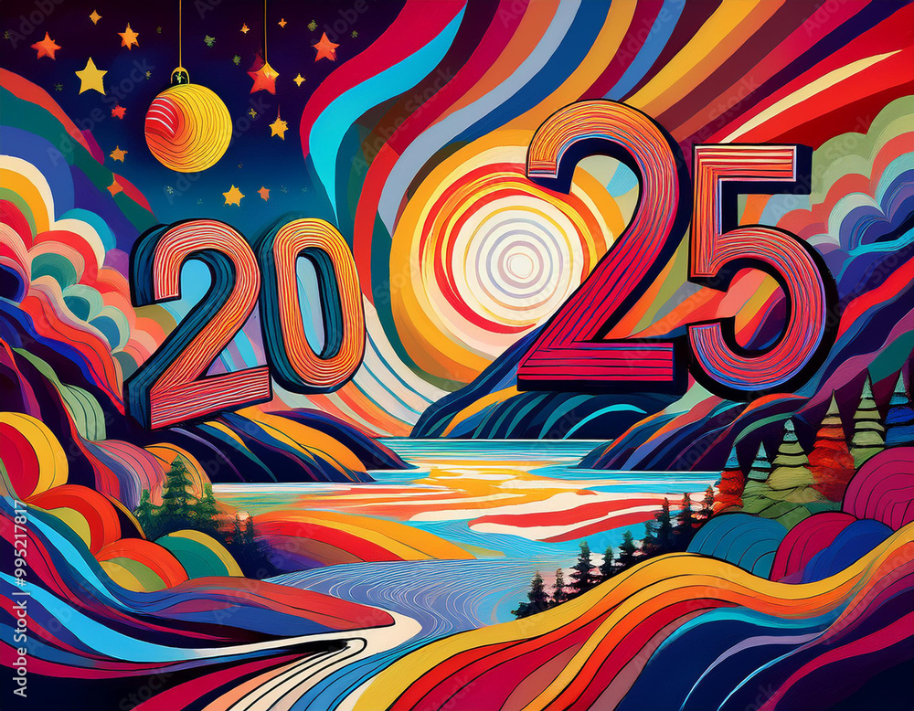 Obraz premium Happy New Year 2025 Concept