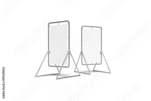 Blank Two Stand frame Banner advertising mockup white background, 3d rendering