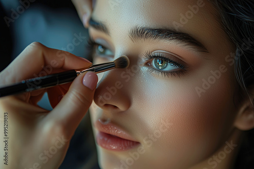 Close-up of Woman Applying Makeup