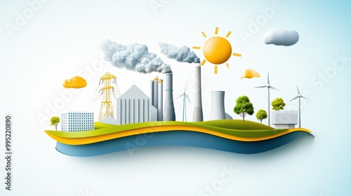 Sustainable Energy Landscape with Industrial Elements photo