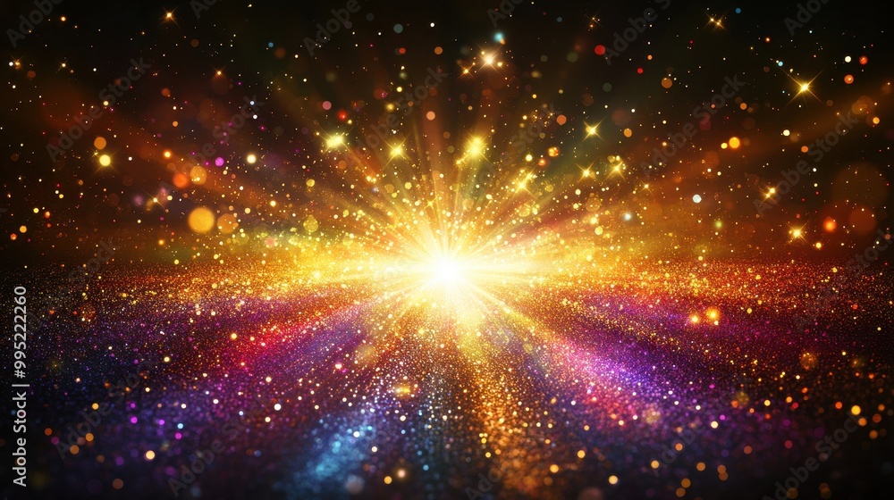 Fototapeta premium Cosmic explosion illuminating star-studded sky, galaxy's glow dancing in nebula night