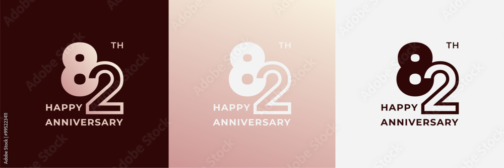 Naklejka premium Logo 82th, 82 years anniversary, Creative design template for celebration, birthday, greeting. Editable file