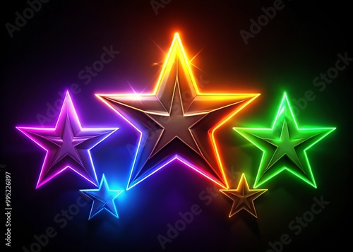 Colorful five-point stars shimmer against a dark background, creating a captivating decorative element that sparks