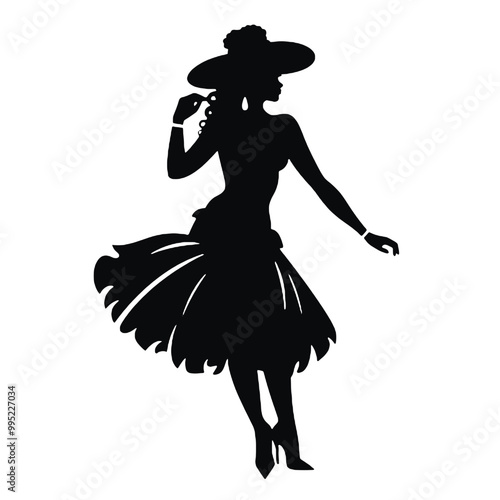 Brazilian Carnival Women Dancers Silhouette Vector Illustration Transparent Background