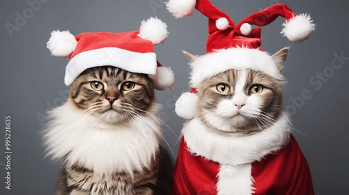 Adorable Cats Dressed in Santa Suits for Christmas