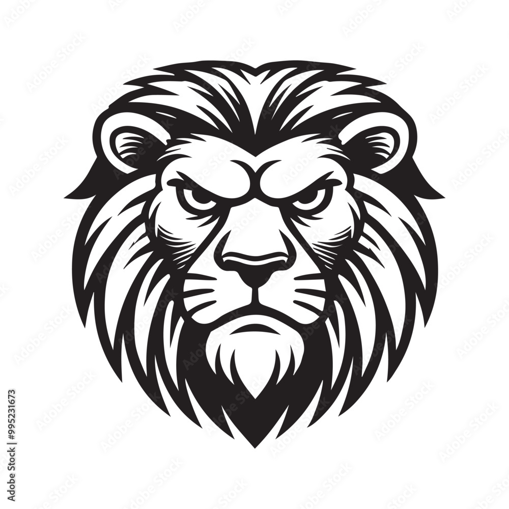 Lion Face Logo design - Lion Head Vector illustration in black and white
Lion Face Logo design - Lion Head Vector illustration in black and white